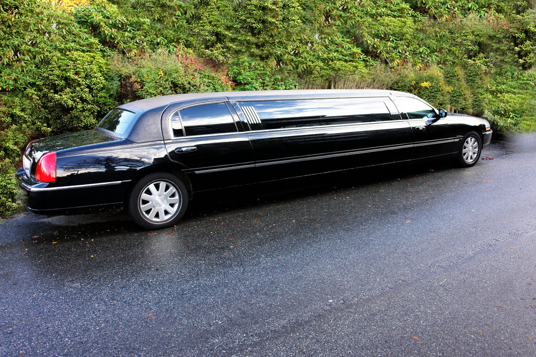 Stretch limo on its way to the airport
